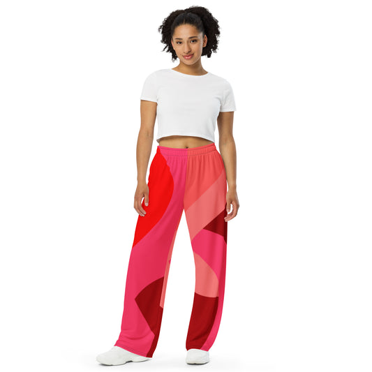 "Beloved" All-over print unisex wide-leg pants